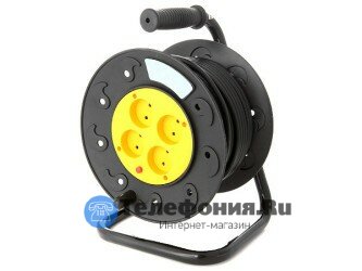 Удлинитель на катушке 25 м 2*1.5 4 розетки